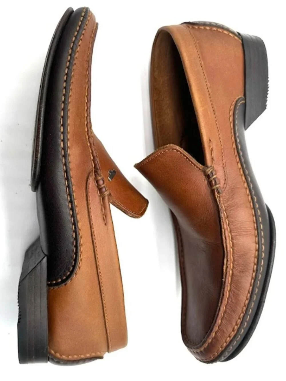 a.testoni Men's Brown Leather Loafers Slip On Shoes US 7 EU‎ 40 Italy